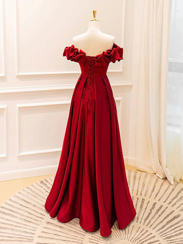 Luolandi Ball Gown A-Line Evening Gown Empire Dress Prom Floor Length Sleeveless V Neck Jersey