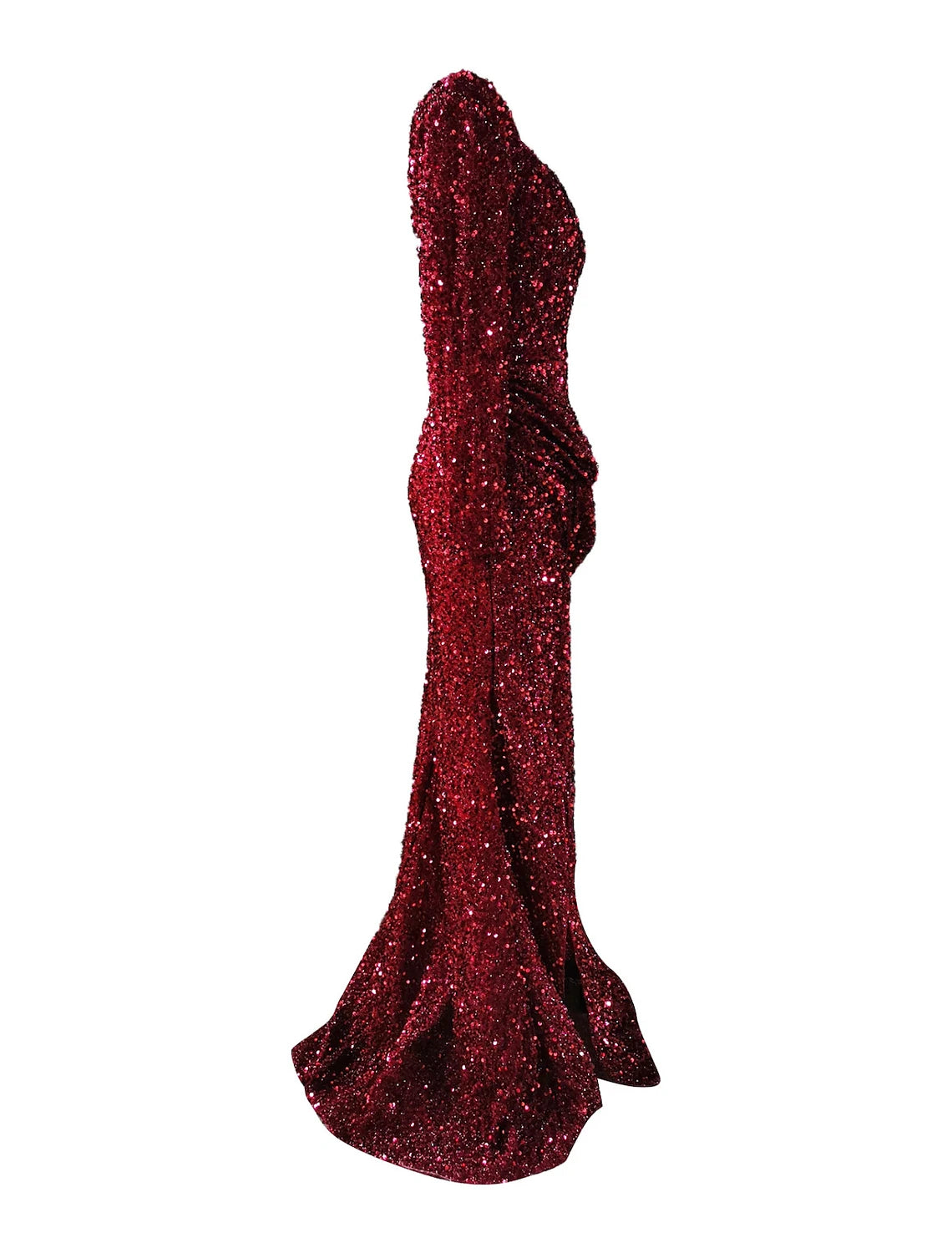 Luolandi Mermaid / Trumpet Evening Gown Sparkle Dress Wedding Guest Formal Evening Sweep / Brush Train Long Sleeve Scoop Neck Sequined with Sequin