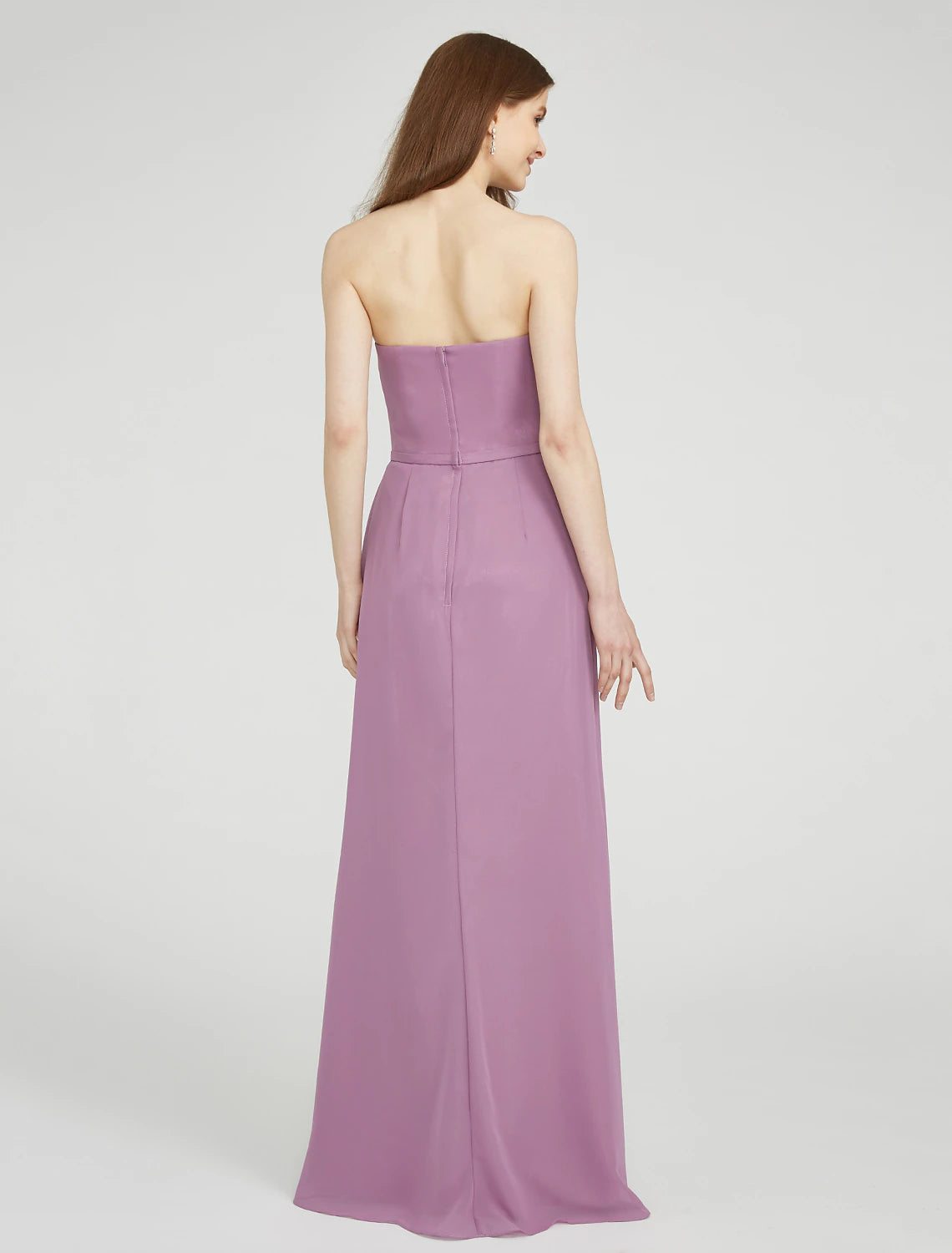 Luolandi Sheath / Column Sweetheart Neckline Asymmetrical Chiffon Long Bridesmaid Dress