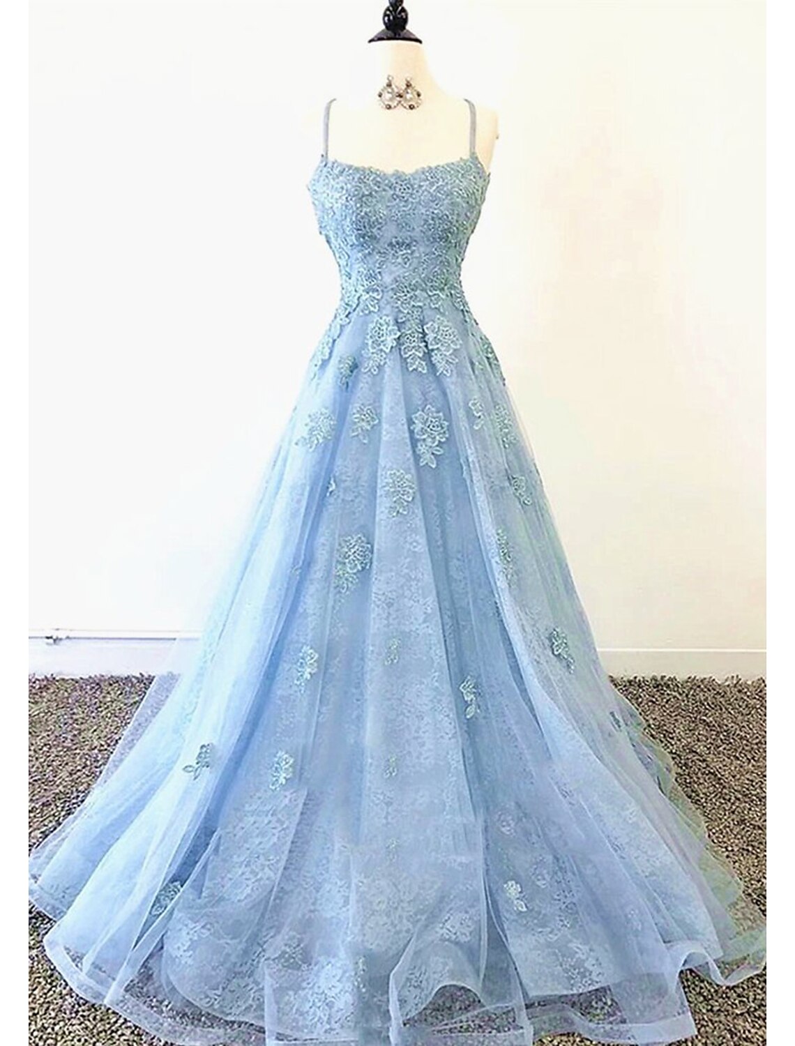 Luolandi Ball Gown A-Line Evening Dresses Sparkle & Shine Dress Formal Floor Length Sleeveless Sweetheart Neckline Tulle Backless with Pleats