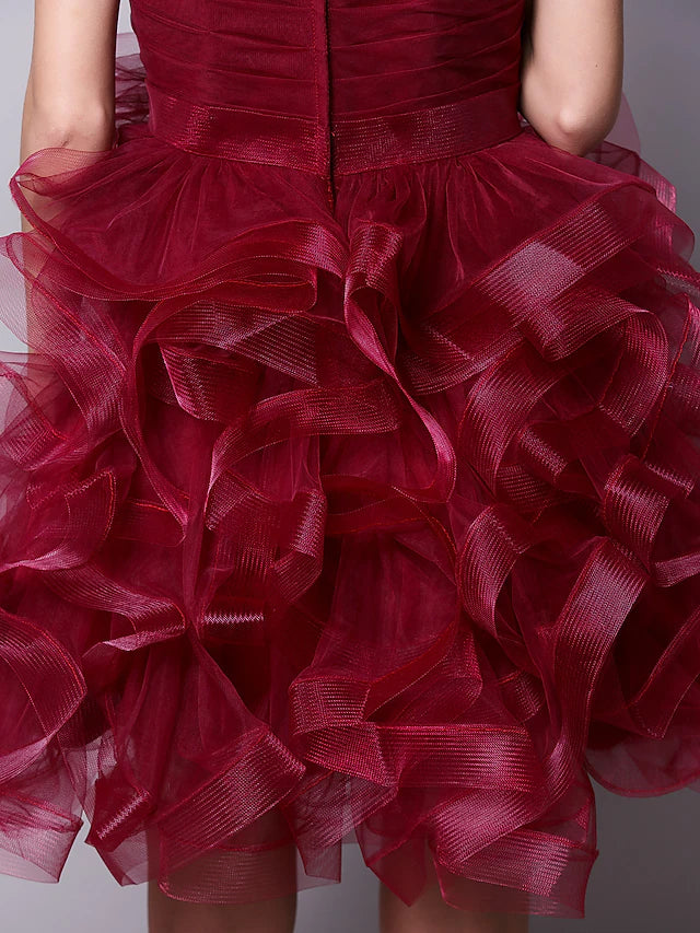 Luolandi Ball Gown Hot Homecoming Cocktail Party Valentine's Day Dress Strapless Sleeveless Short / Mini Tulle