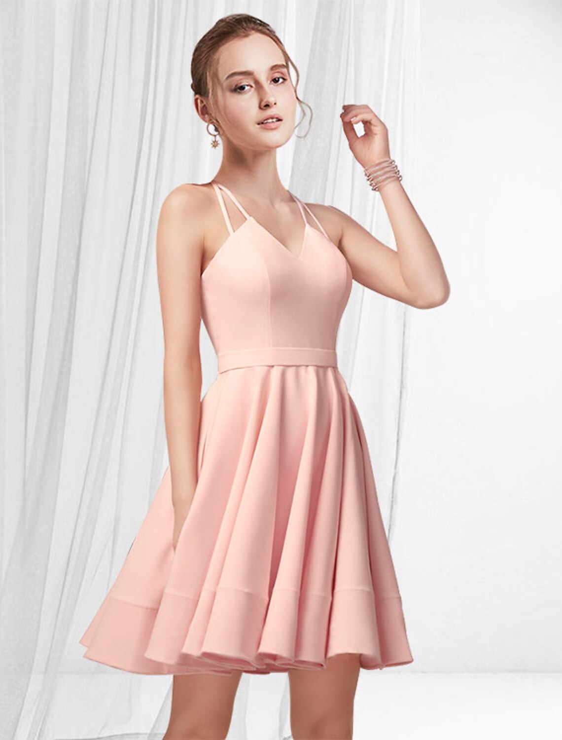 Luolandi Sweet A-Line Cocktail Dresses Short Homecoming Sleeveless Spaghetti Strap Graduation Dress