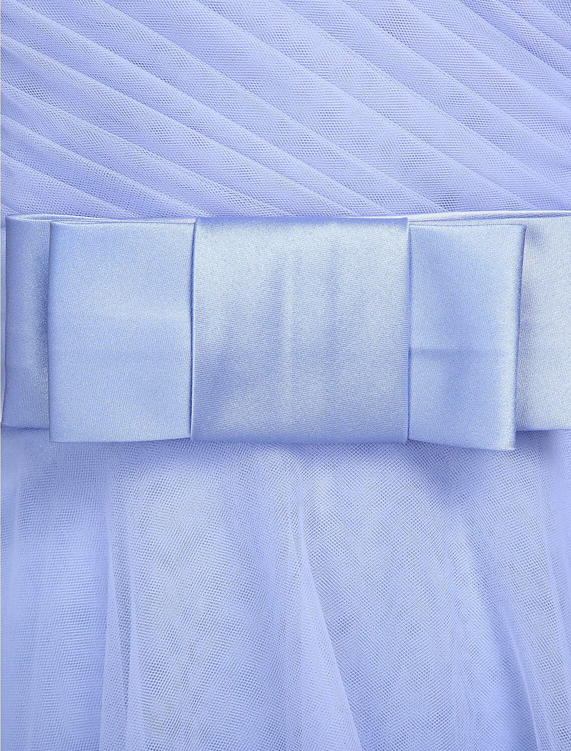 Luolandi A-Line Bridesmaid Dress Spaghetti Strap Sleeveless Knee Length Tulle with Bow(s) Cross