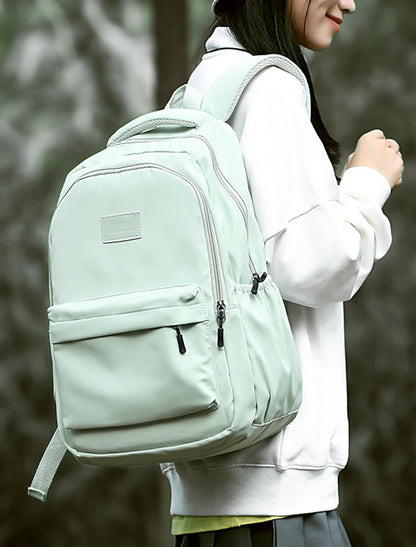 Men's Women's Backpack School Bag Bookbag Commuter Backpack School Outdoor Solid Color Nylon Large Capacity Breathable Lightweight Zipper off white Black Pink