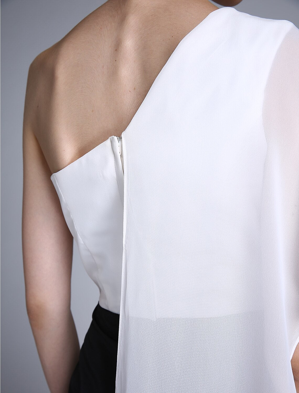 Luolandi Mermaid / Trumpet Mother of the Bride Dress Color Block One Shoulder Ankle Length Chiffon Sleeveless