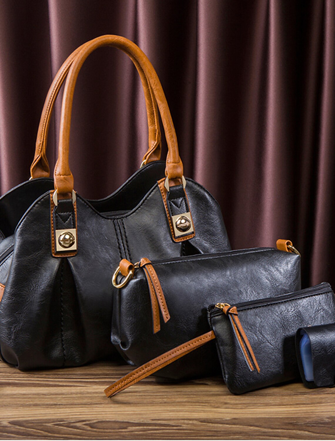 Women's Handbag Crossbody Bag Bag Set Wristlet PU Leather 4 Pieces Outdoor Office Daily Zipper Solid Color Black Brown Green