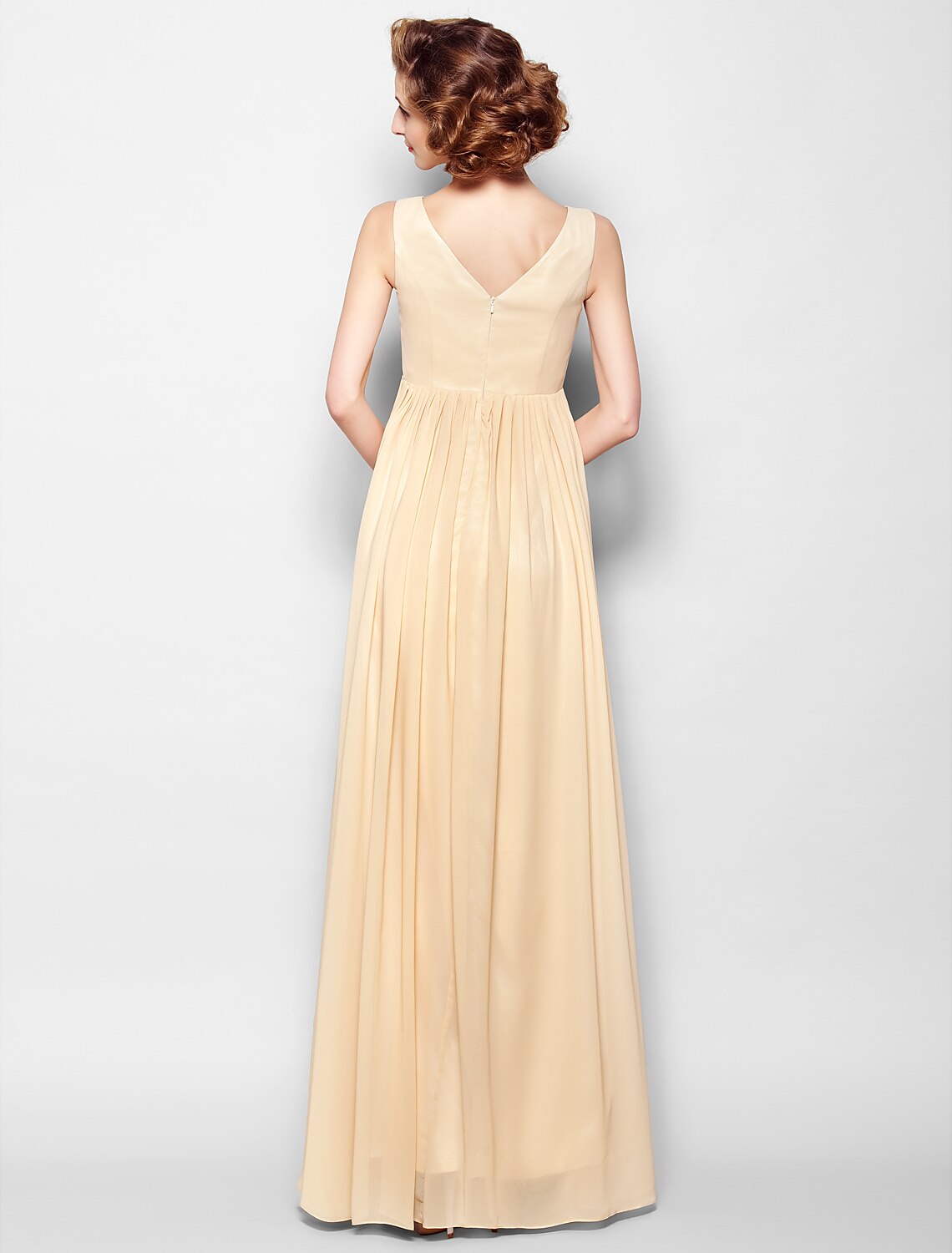 Luolandi A-Line Mother of the Bride Dress V Neck Floor Length Chiffon Lace Half Sleeve Wedding Guest Dress