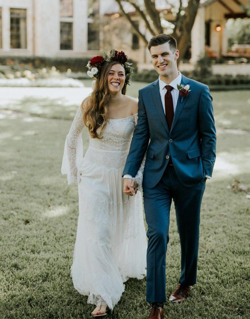 Luolandi Plus Size Lace Wedding Dress Floor Length Beautiful