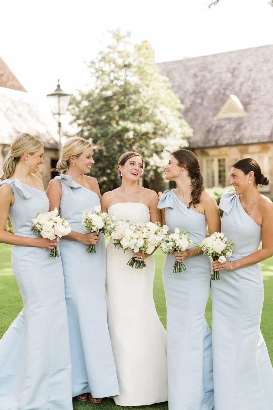 Luolandi Blue One Shoulder Sheath Long Bridesmaid Dress Wedding Guest Dress Party Dress