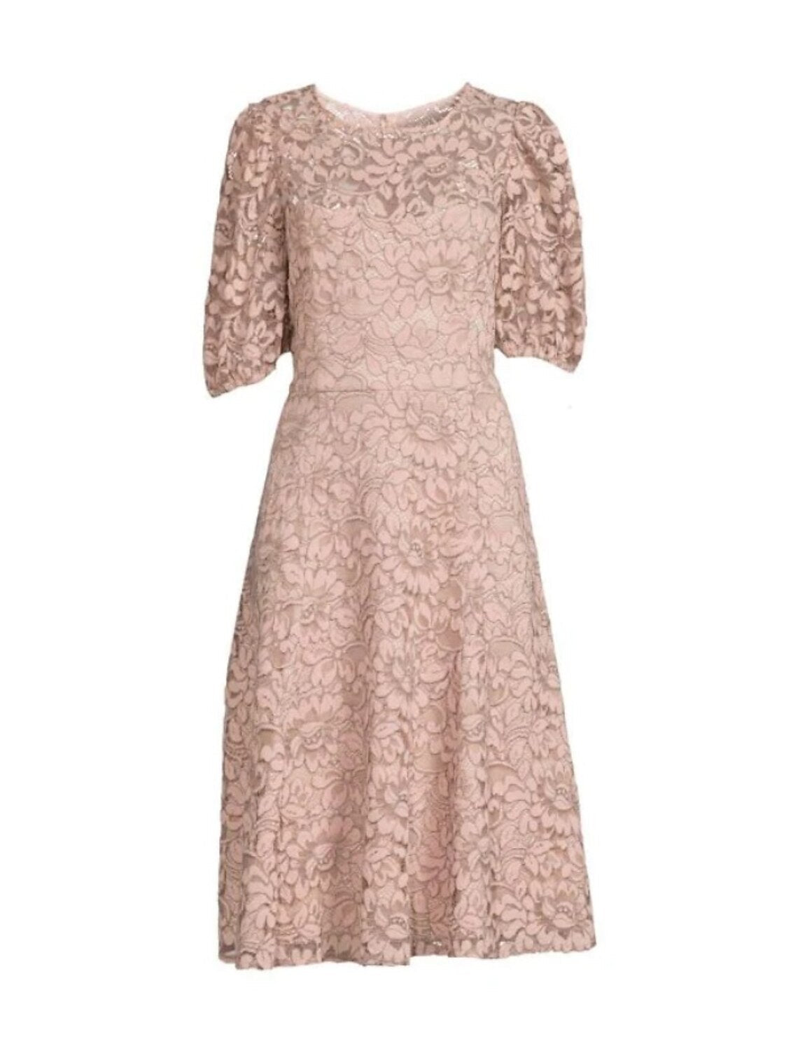 Luolandi A-Line Mother of the Bride Dress Wedding Guest Elegant Petite Scoop Neck Knee Length Lace Half Sleeve with Ruching