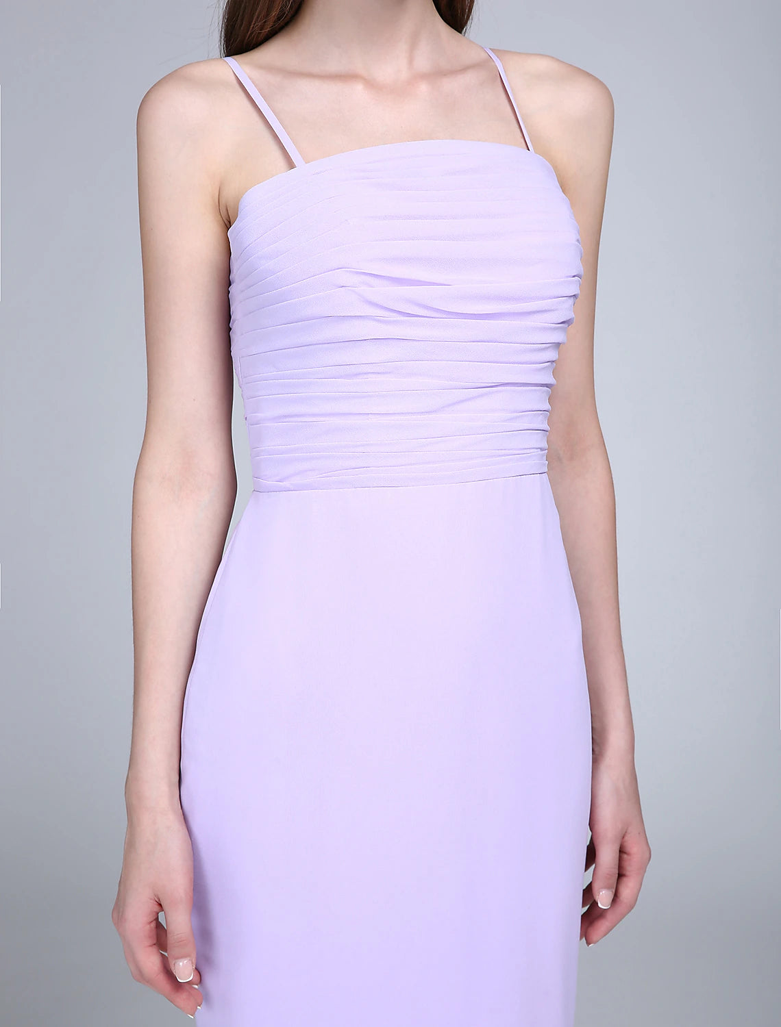 Luolandi Fit & Flare Bridesmaid Dress Spaghetti Strap Sleeveless Elegant Floor Length Chiffon