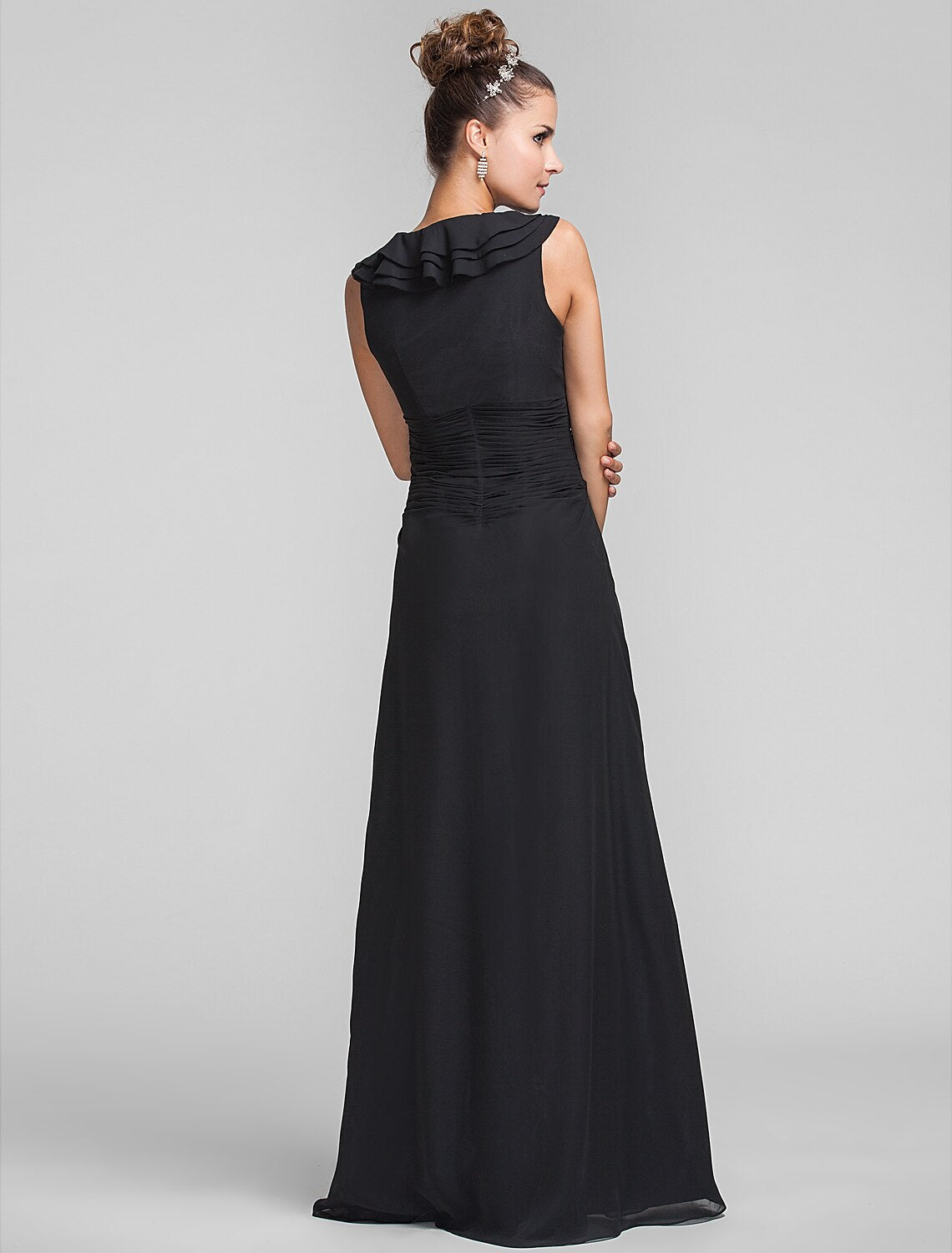 Luolandi Sheath / Column Square Neck Floor Length Chiffon Bridesmaid Dress