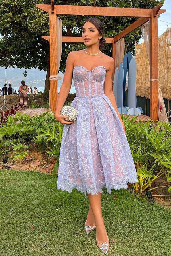 Luolandi Purple Sweetheart A Line Corset Party Dress With Applique Off Shoulder Beautiful