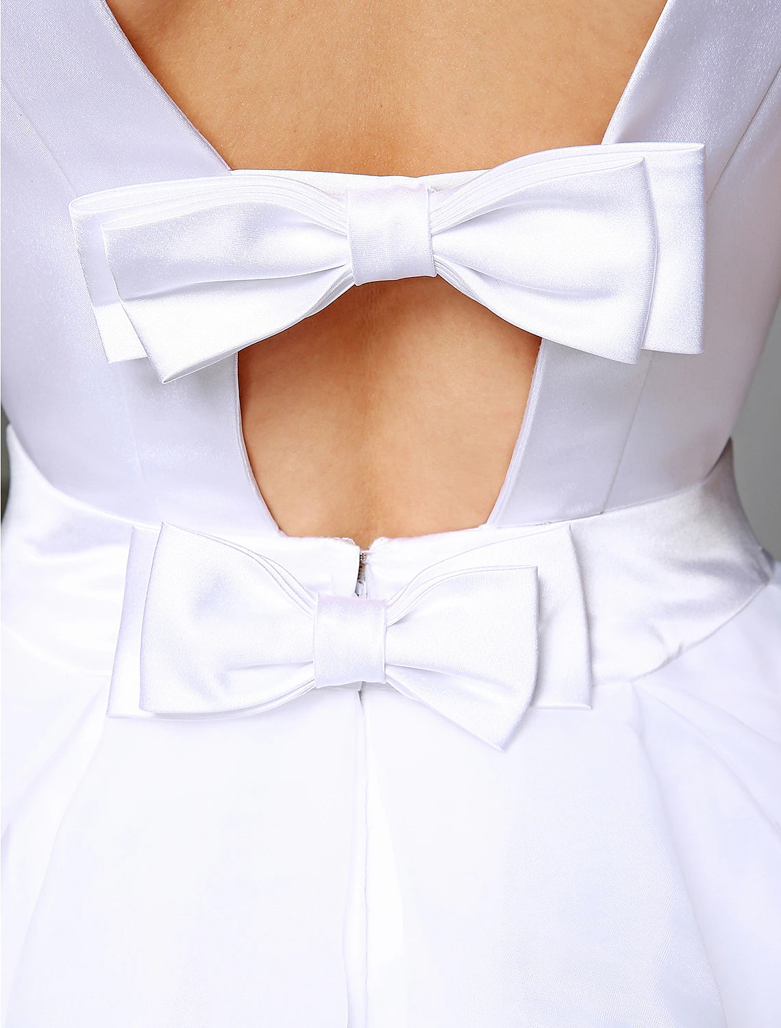 Luolandi Wedding Dresses A-Line Bateau Neck Regular Straps Knee Length Satin Bridal Gowns With Bowknot Sash