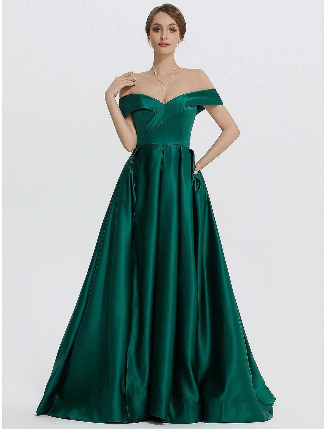 Luolandi A-Line Evening Gown Elegant Dress Formal Prom Floor Length Sleeveless Sweetheart Satin