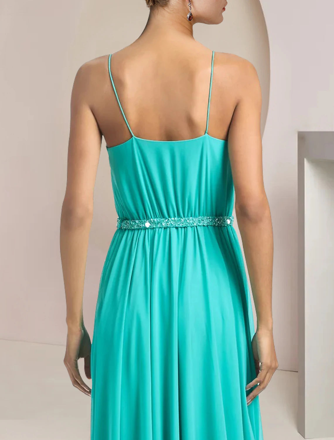 Luolandi Two Piece Jumpsuits Jumpsuit / Pantsuit Mother of the Bride Dress Formal Wedding Guest Elegant Scoop Neck Tea Length Chiffon Sleeveless with Beading