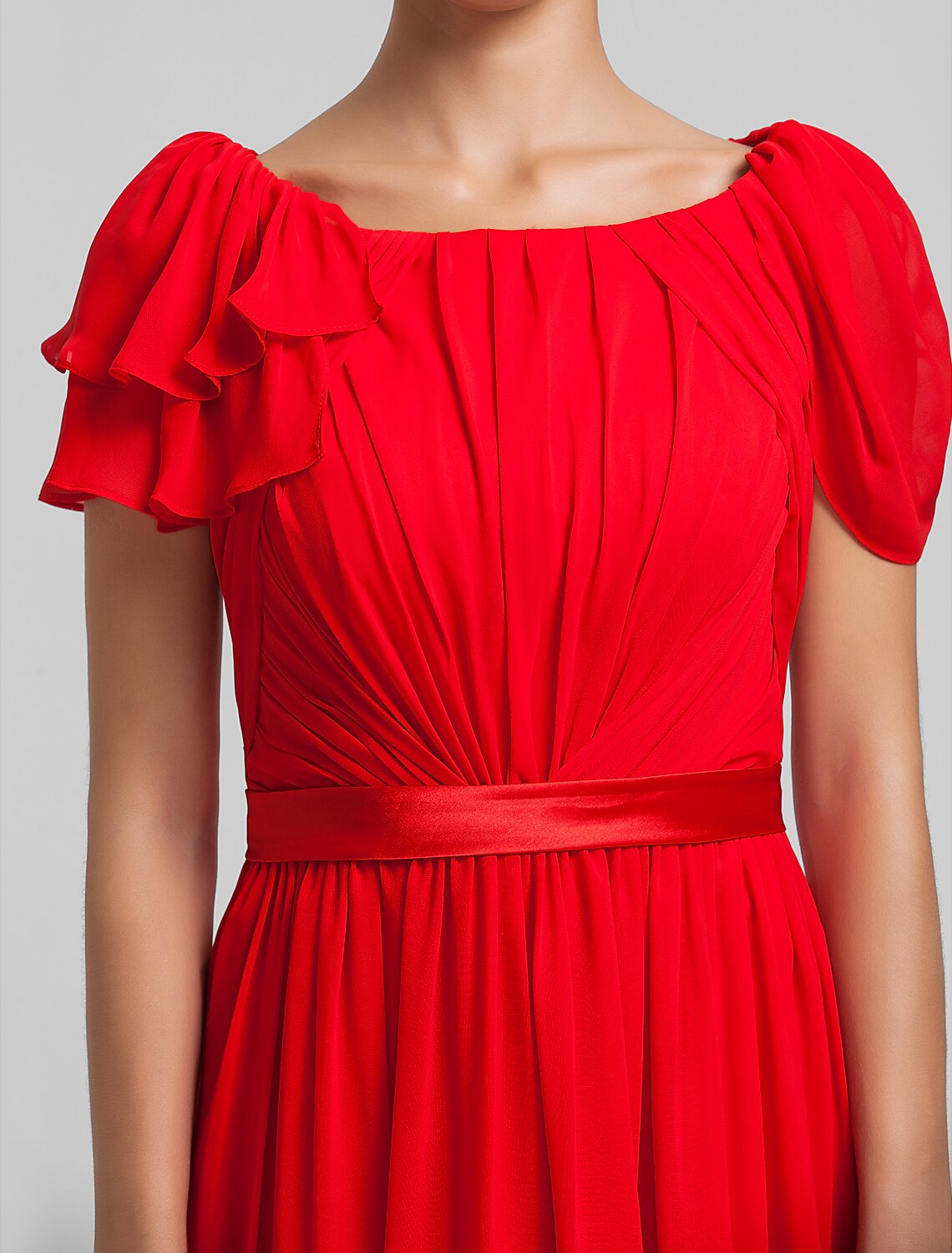 Luolandi Sheath Square Neck Floor Length Chiffon Bridesmaid Dress with Side Draping