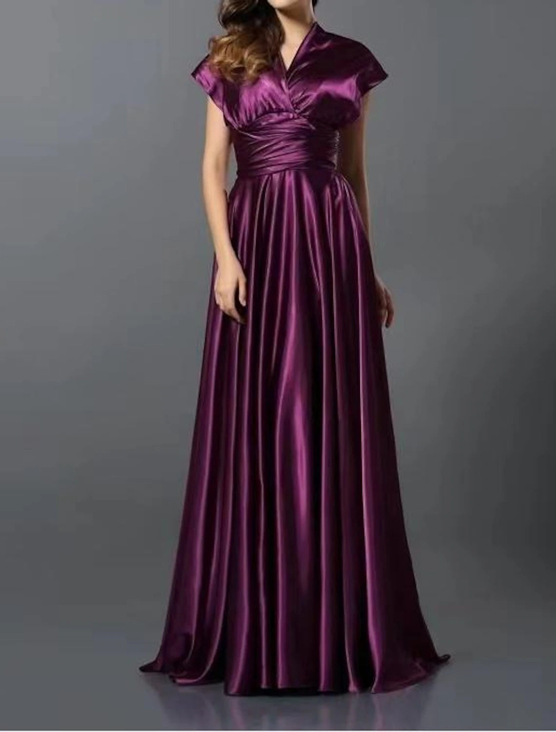 Luolandi A-Line Wedding Guest Dresses Convertible Infinity Dress Party Wear Court Train Sleeveless One Shoulder Convertible Cotton Backless with Glitter Pleats