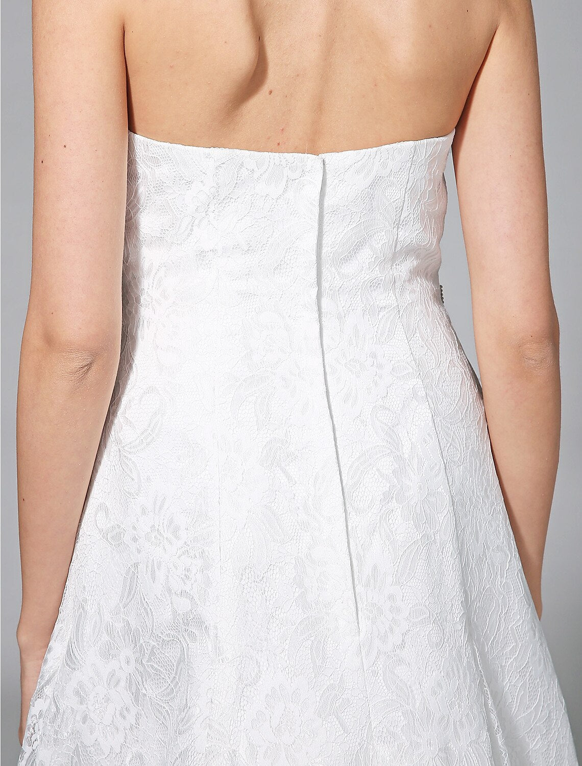 Luolandi Wedding Dresses A-Line Sweetheart Sleeveless Sweep / Brush Train Lace Bridal Gowns With Sash Side-Draped