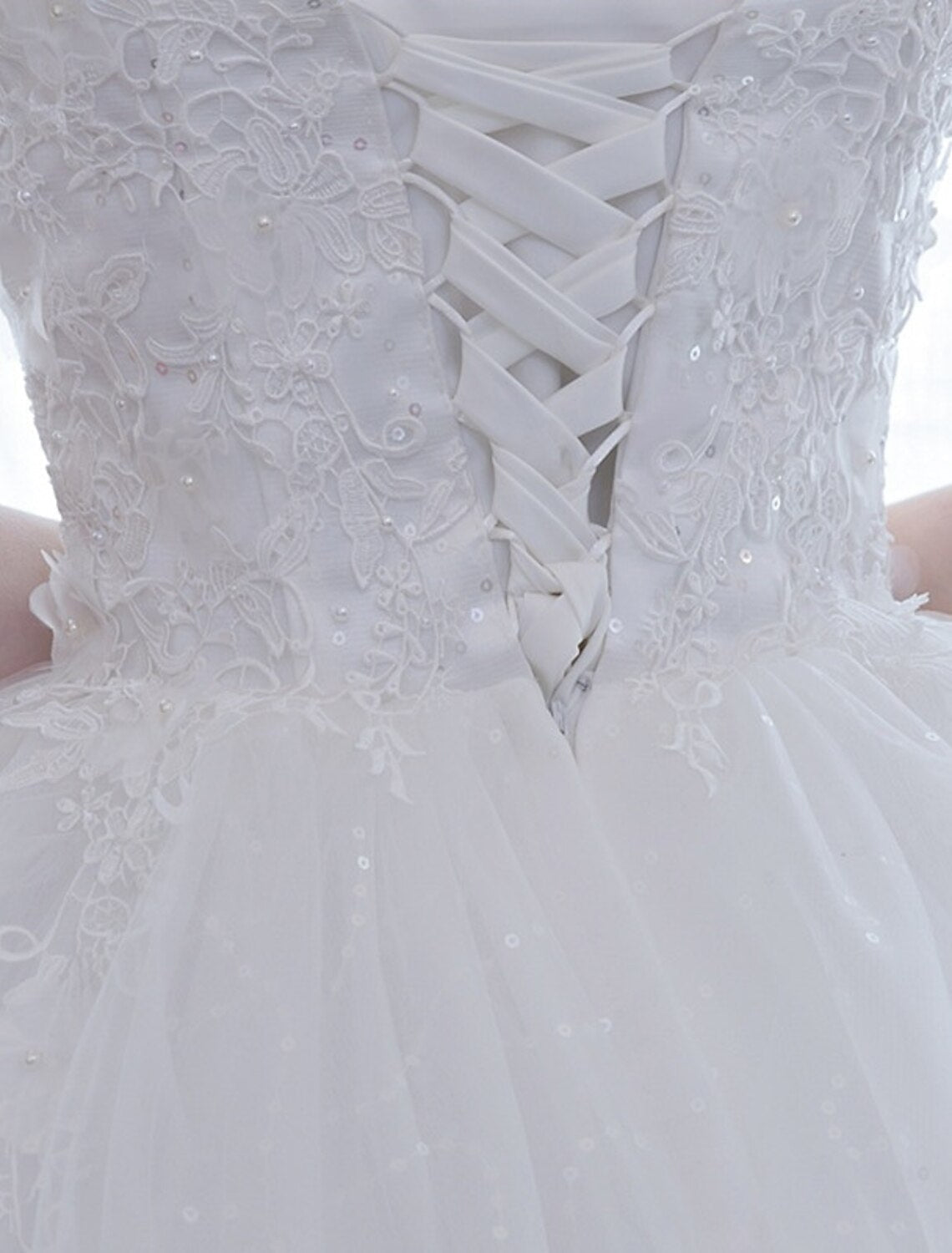 Luolandi Reception Formal Wedding Dresses Ball Gown Illusion Neck Half Sleeve Floor Length Satin Bridal Gowns