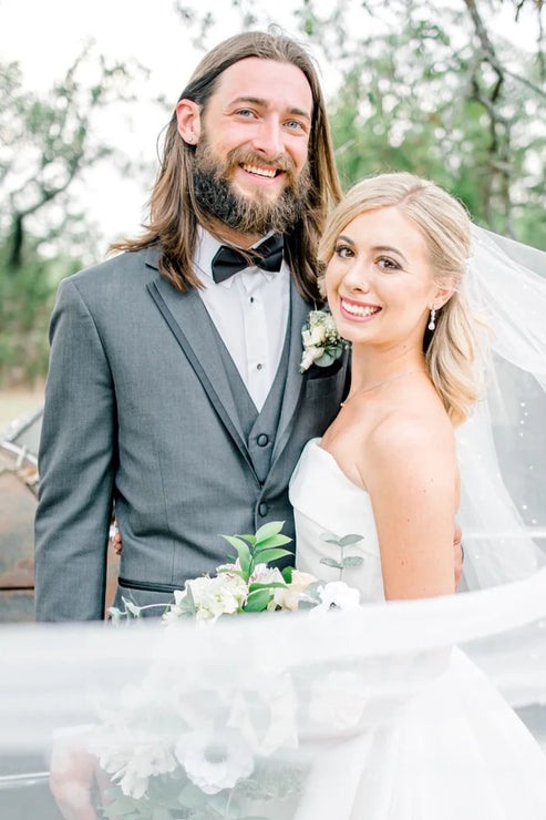 Luolandi Satin A-Line Strapless Beach Elegant Wedding Dress With Button Back Off Shoulder