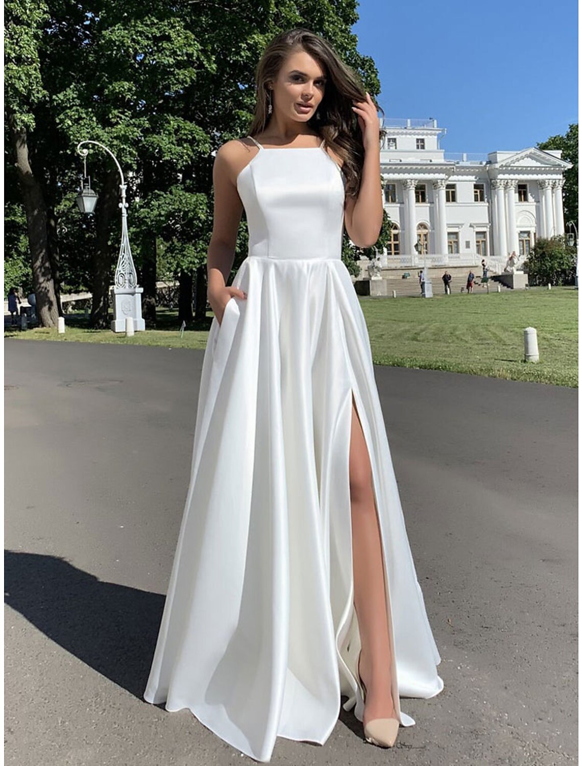 Luolandi Mermaid / Trumpet Evening Gown Elegant Dress Wedding Guest Floor Length Sleeveless Spaghetti Strap Jersey Crisscross Back