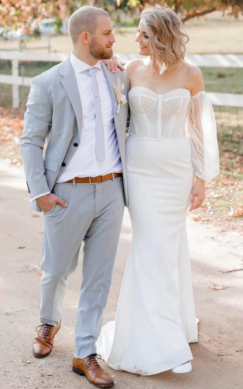 Luolandi Sexy Mermaid Sweetheart Satin Wedding Dress With Open Back And Beading