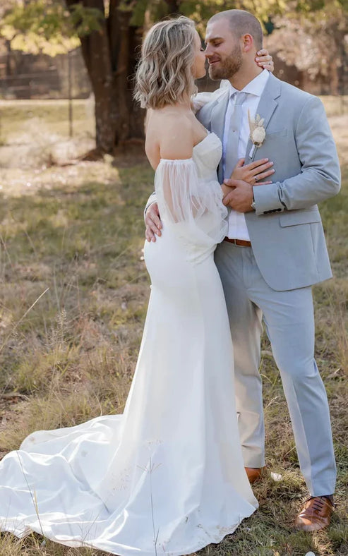 Luolandi Sexy Mermaid Sweetheart Satin Wedding Dress With Open Back And Beading