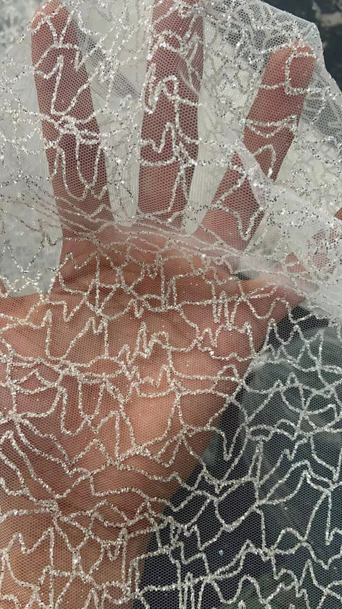 Luolandi Spaghetti Straps Lace Appliques Sparkly A-Line Wedding Dress Sparkly With Slit