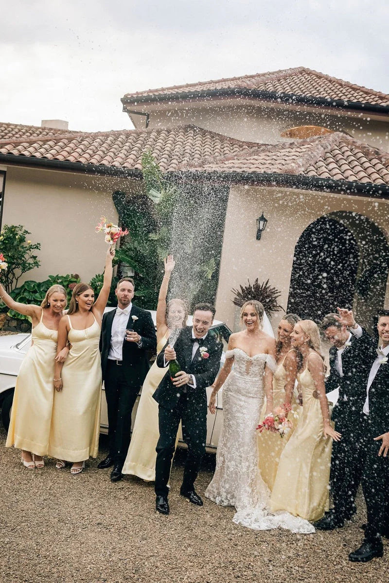 Luolandi Sheath Spaghetti Straps Cutout Long Bridesmaid Dress Wedding Guest Dress Party Dress