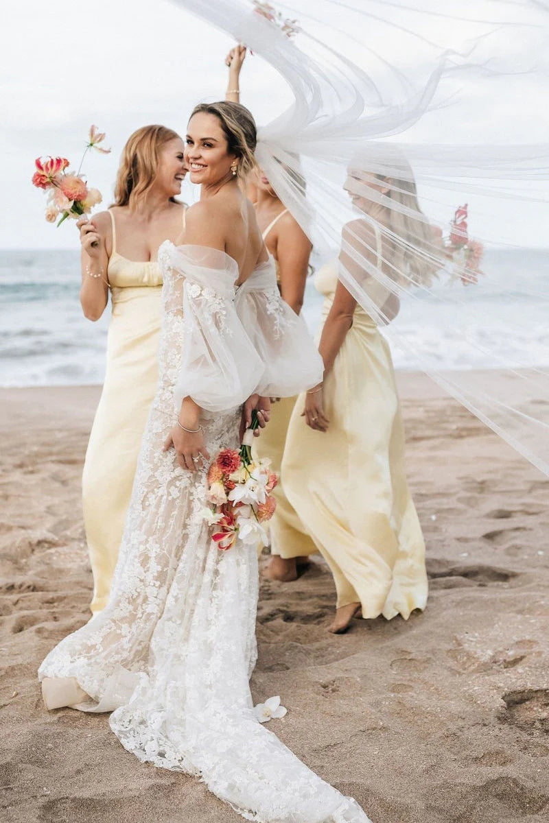 Luolandi Sheath Spaghetti Straps Cutout Long Bridesmaid Dress Wedding Guest Dress Party Dress