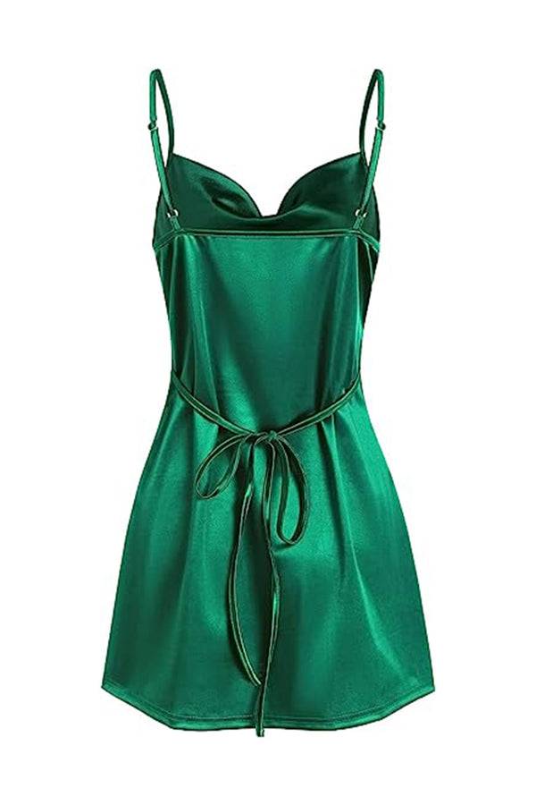 Luolandi Simple Cowl Neck Champagne Satin Homecoming Dress Sexy Party Dress