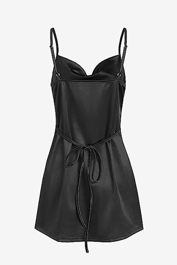 Luolandi Simple Cowl Neck Champagne Satin Homecoming Dress Sexy Party Dress