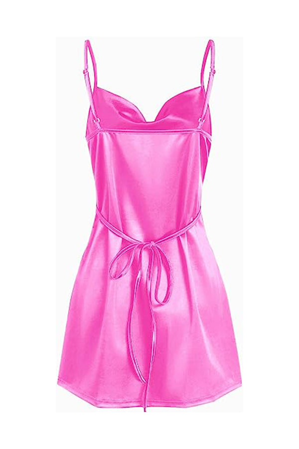 Luolandi Simple Cowl Neck Champagne Satin Homecoming Dress Sexy Party Dress