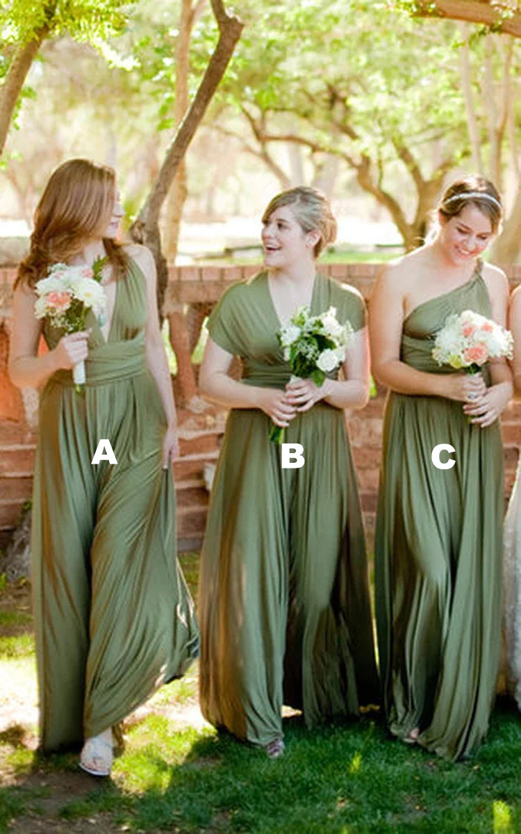 Luolandi Simple Garden Bridesmaid Dress with Open Back and Sash Charming Evening Party Dress