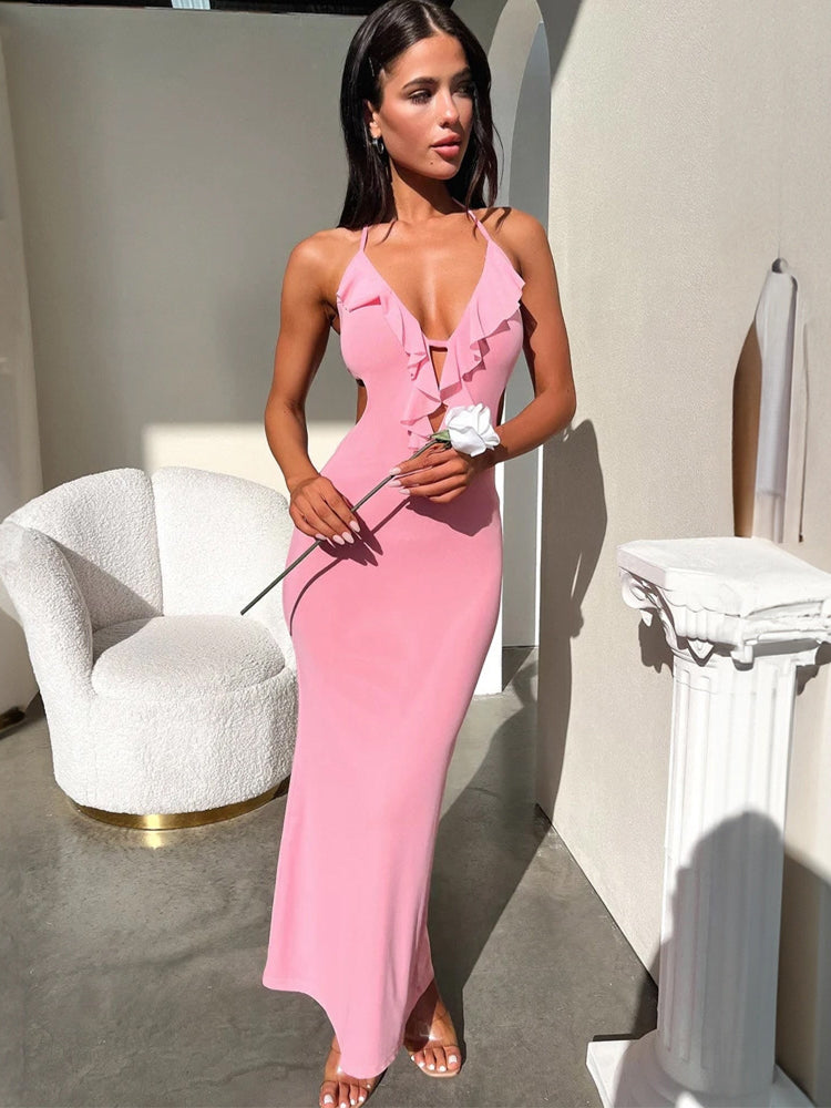 Luolandi Sexy Dress Women Elegant Evening Party Long Dresses Backless Bodycon Summer Dress Formal Dress
