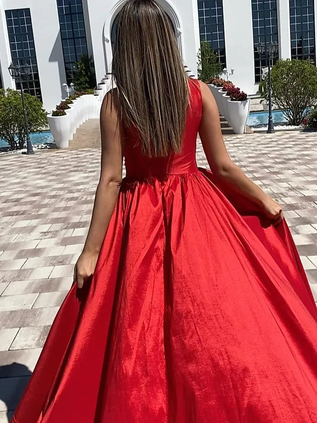 Luolandi A-Line Sexy High Split Prom Formal Evening Dress One Shoulder Sleeveless Floor Length Charmeuse