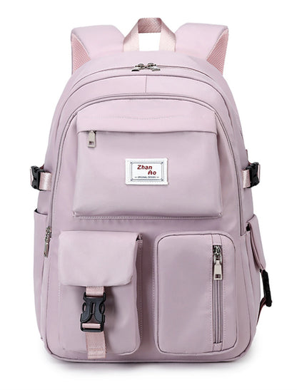 Men's Women's Kid's Backpack School Bag Bookbag Functional Backpack School Outdoor Daily Solid Color Oxford Cloth Adjustable Large Capacity Waterproof Zipper Black Pink Purple
