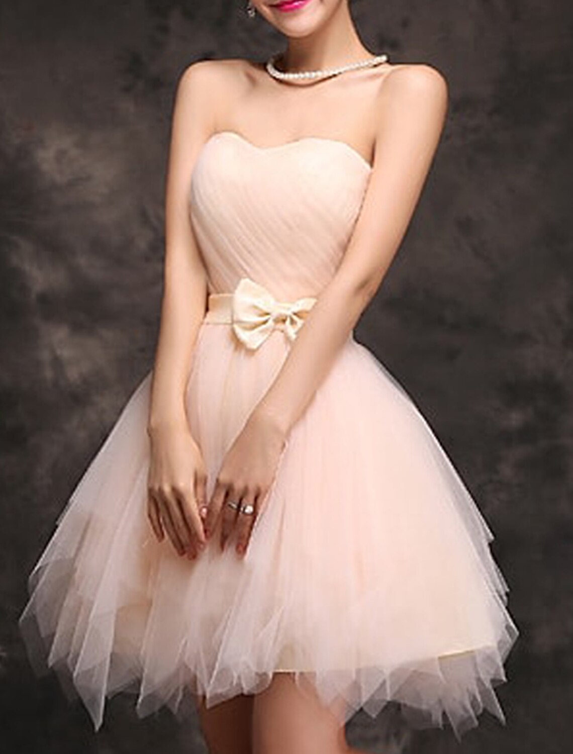 Luolandi Sweetheart A Line Ball Gown Cocktail Dresses Vintage Dress Wedding Guest Homecoming Short / Mini Sleeveless Sweetheart Tulle with Bow(s)