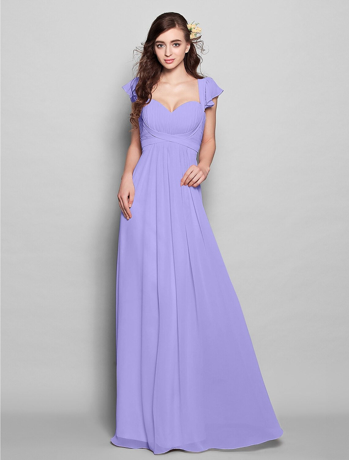 Luolandi Product Sample Sheath / Column Straps Floor Length Chiffon Bridesmaid Dress with Sash / Ribbon