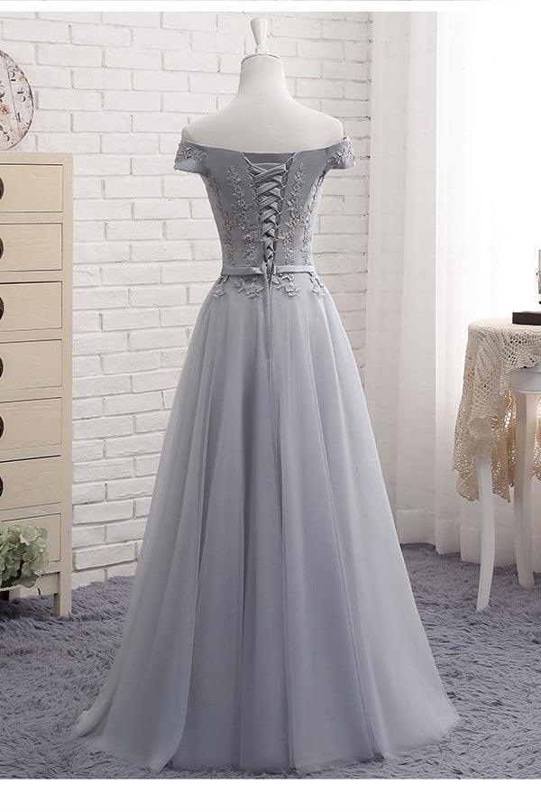Luolandi A-Line Sweetheart Off The Shoulder Tulle Lace Elegant Prom Dress Floor Length