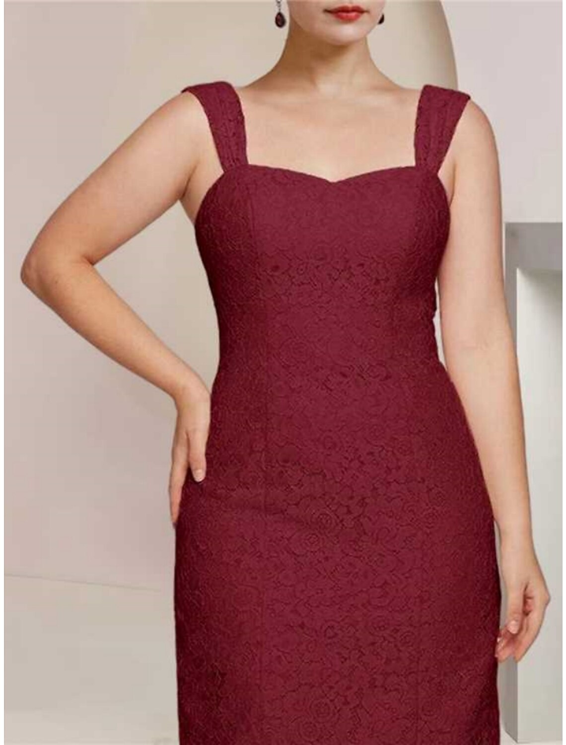 Luolandi A-Line Mother of the Bride Dress Wedding Guest Elegant Petite Square Neck Knee Length Chiffon Long Sleeve with Ruching