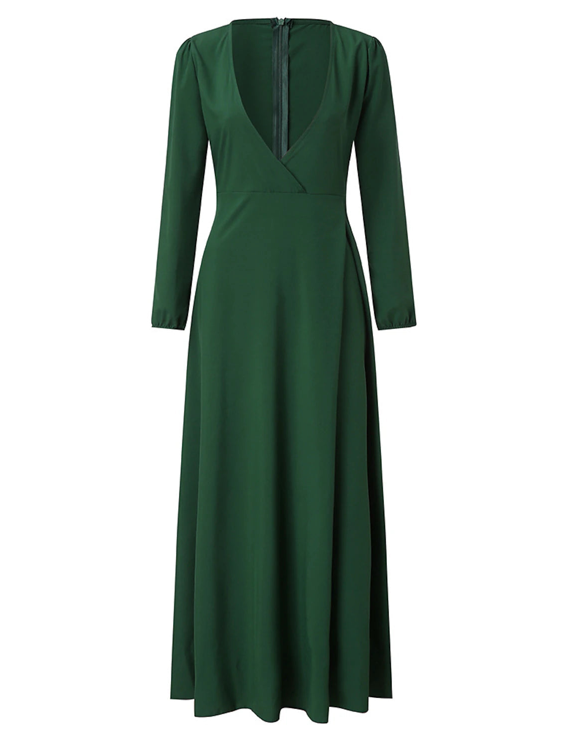 Luolandi A-Line Minimalist Elegant Wedding Guest Formal Evening Dress V Neck Long Sleeve Floor Length Chiffon with Strappy