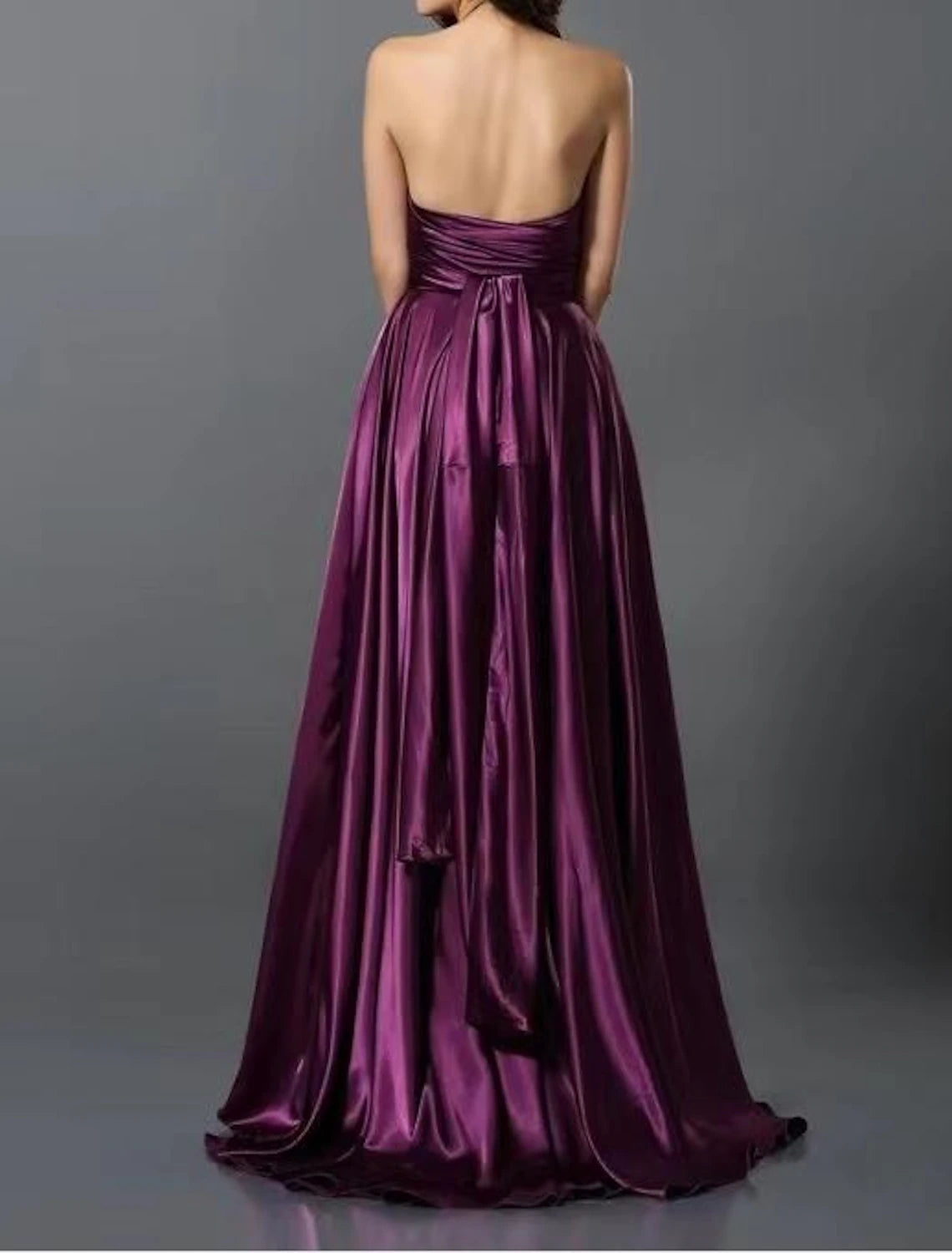 Luolandi A-Line Wedding Guest Dresses Convertible Infinity Dress Party Wear Court Train Sleeveless One Shoulder Convertible Cotton Backless with Glitter Pleats