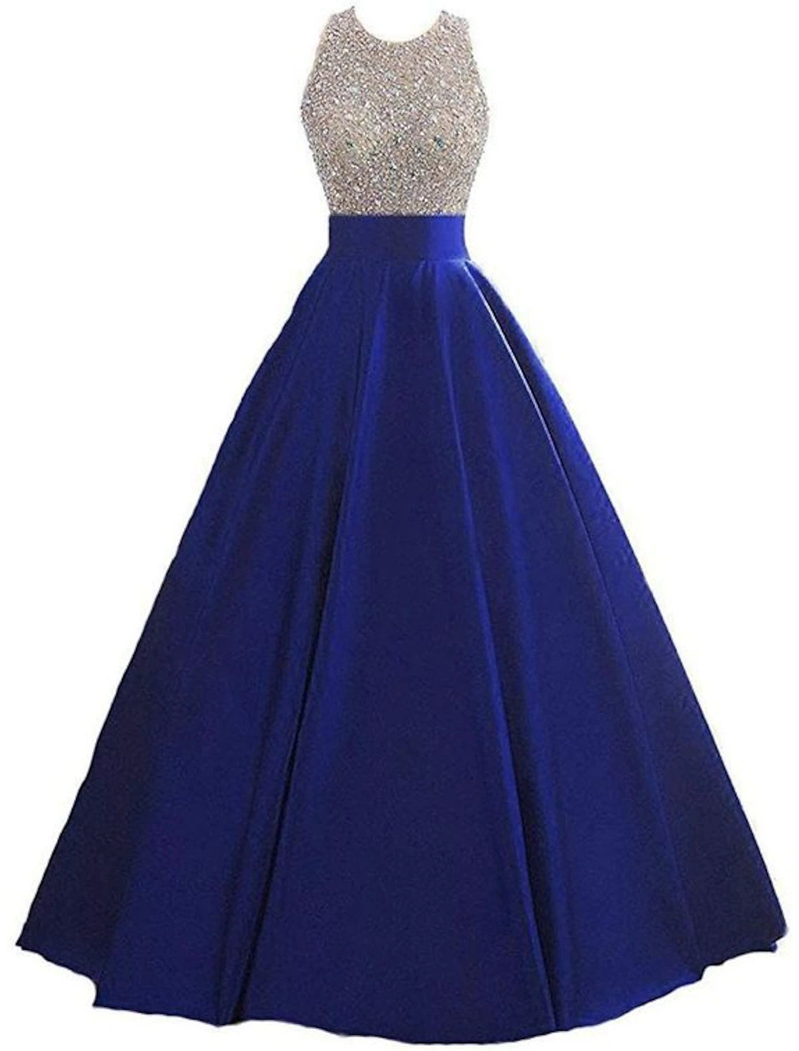 Luolandi A-Line Evening Gown Elegant Dress Formal Floor Length Sleeveless Halter Neck Satin
