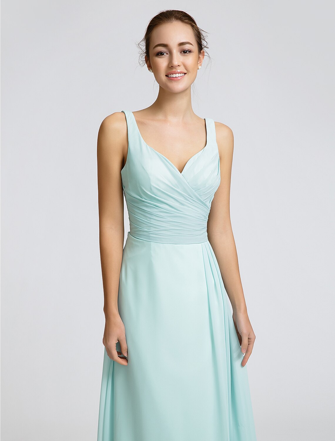 Luolandi Sheath / Column Bridesmaid Dress Sweetheart Sleeveless Open Back Ankle Length Georgette