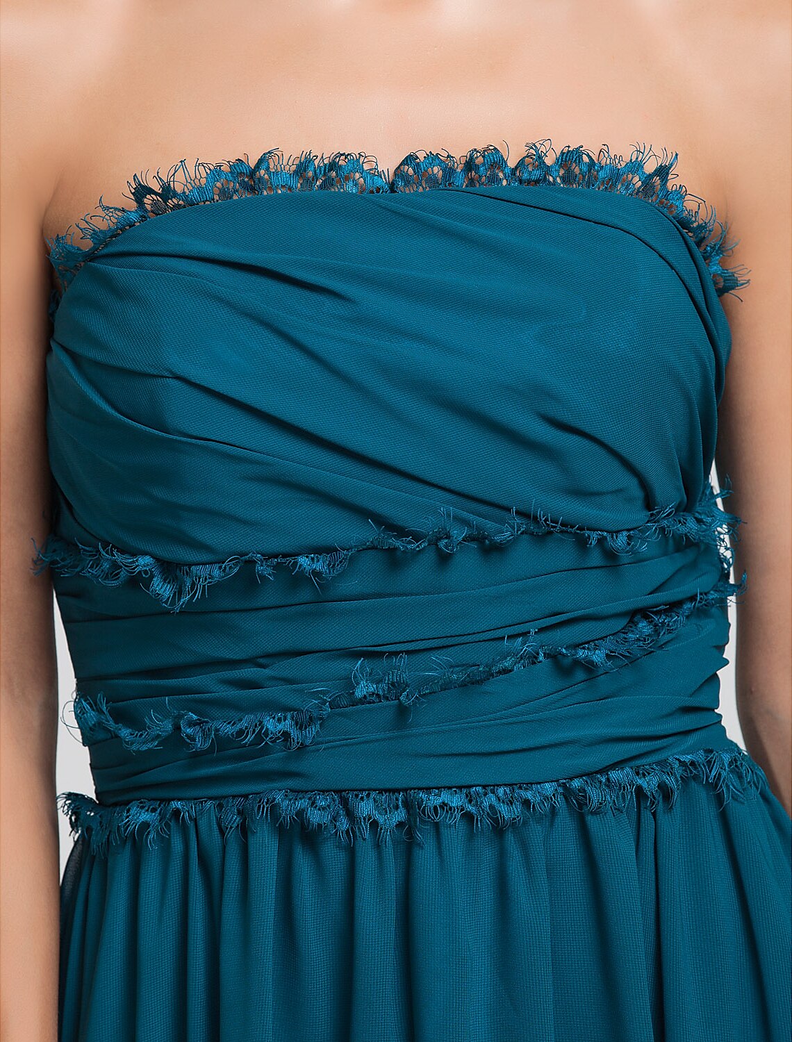 Luolandi Sheath / Column Strapless Floor Length Chiffon Bridesmaid Dress with Side Draping