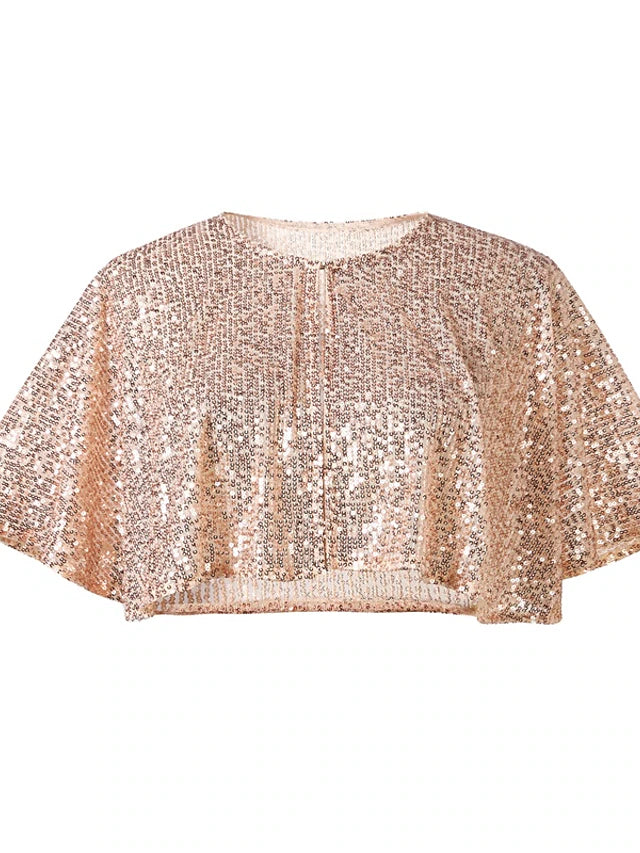 Luolandi Two Piece Mermaid / Trumpet Party Dresses Sparkle & Shine Dress Prom Floor Length Sleeveless V Neck Capes Tulle V Back with Sequin