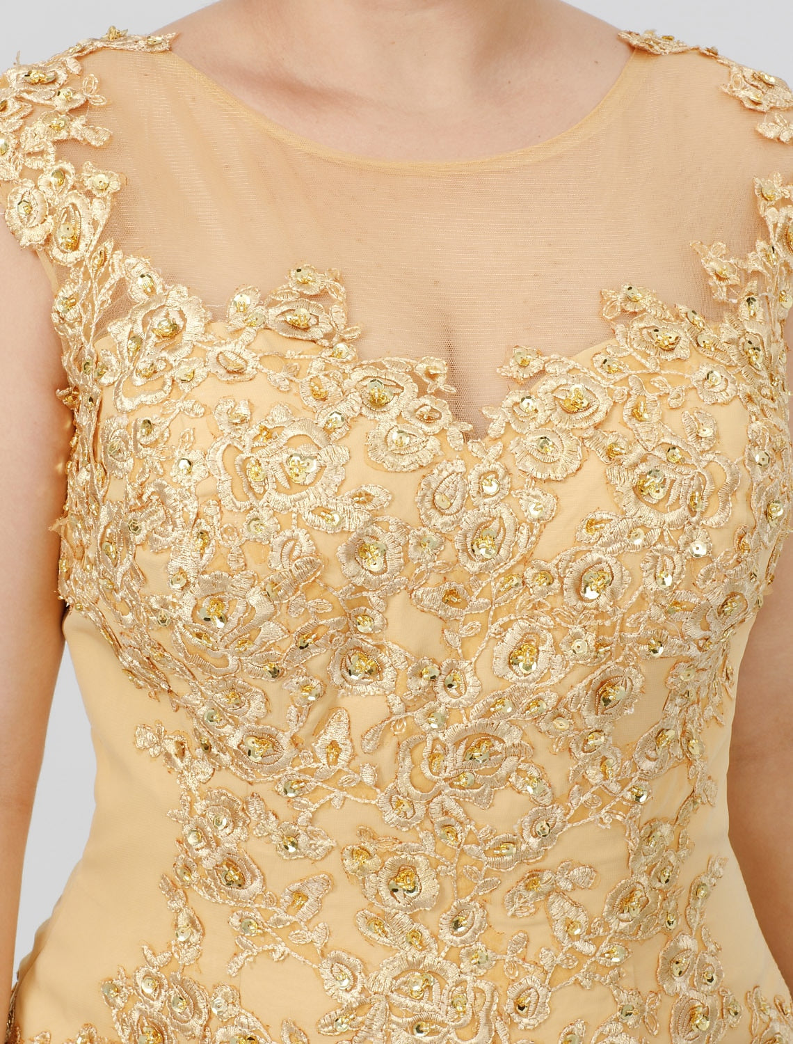 Luolandi A-Line Mother of the Bride Dress Fall Wedding Guest Dresses Plus Size Elegant Illusion Neck Sweep / Brush Train Chiffon Beaded Lace Short Sleeve with Bow(s)