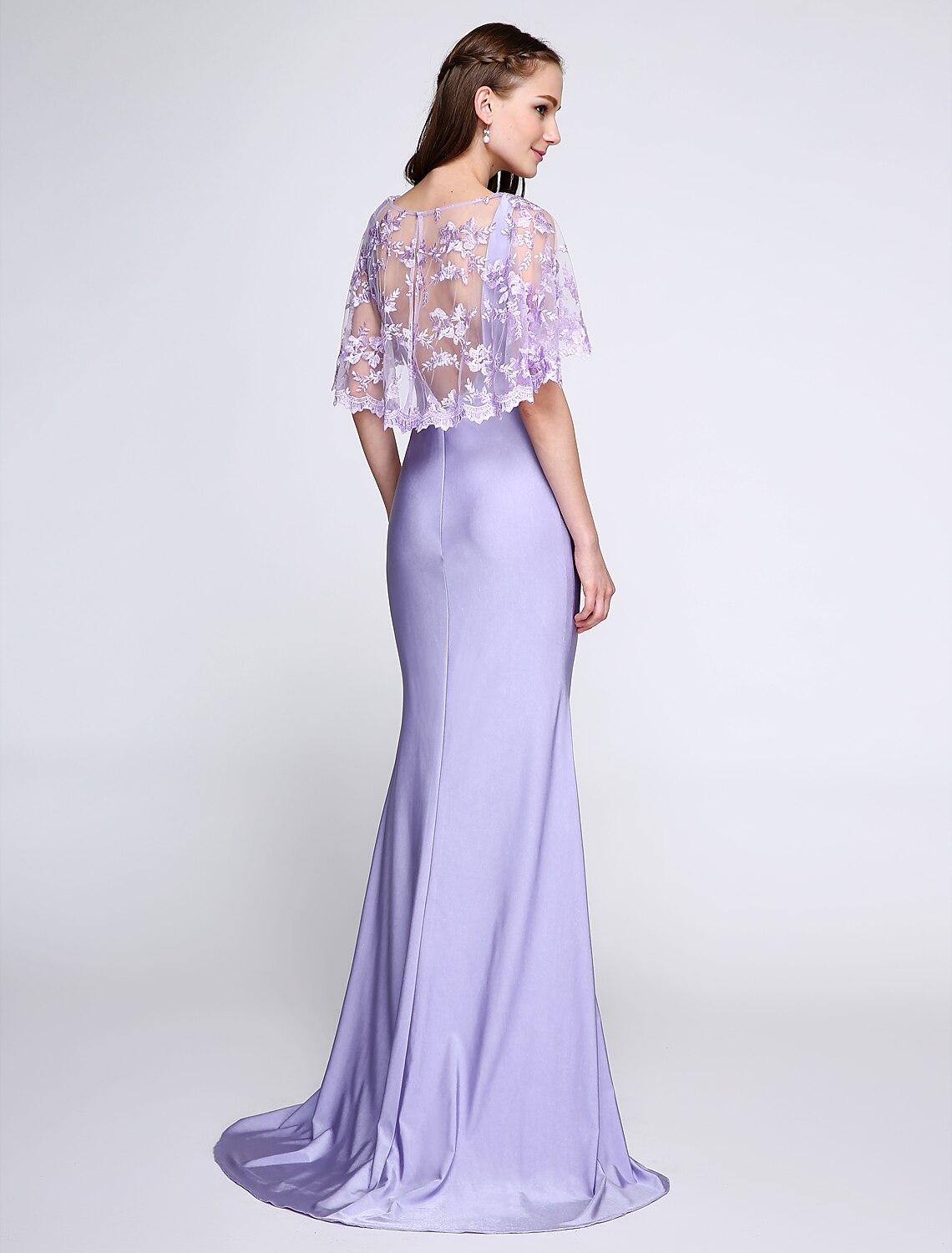 Luolandi Mermaid / Trumpet Bridesmaid Dress V Neck Sleeveless Wrap Included Sweep / Brush Train Jersey